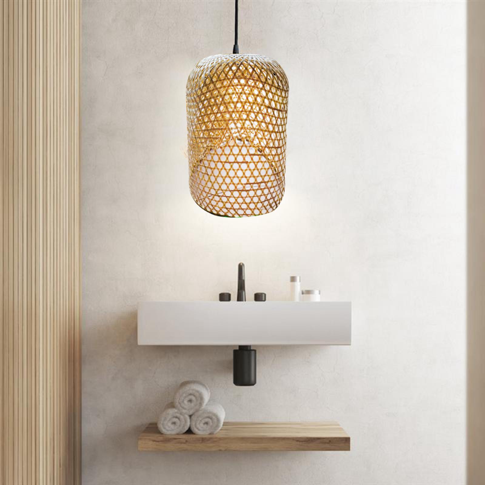 Weaving Bamboo Lamp Shade Lantern Art Crafts for Kitchen Tea Decor 20cmx30cm