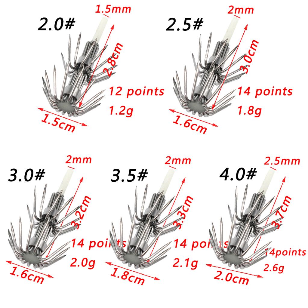 2x10pcs Stainless Steel Luminous Squid Lure Hooks Fishing Egi Jig Hooks  020