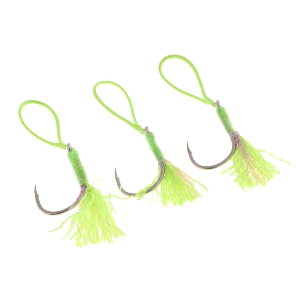 3Pcs Fishing Assist Hooks Carbon Steel Jigging Assist Fishing Hooks 5-0