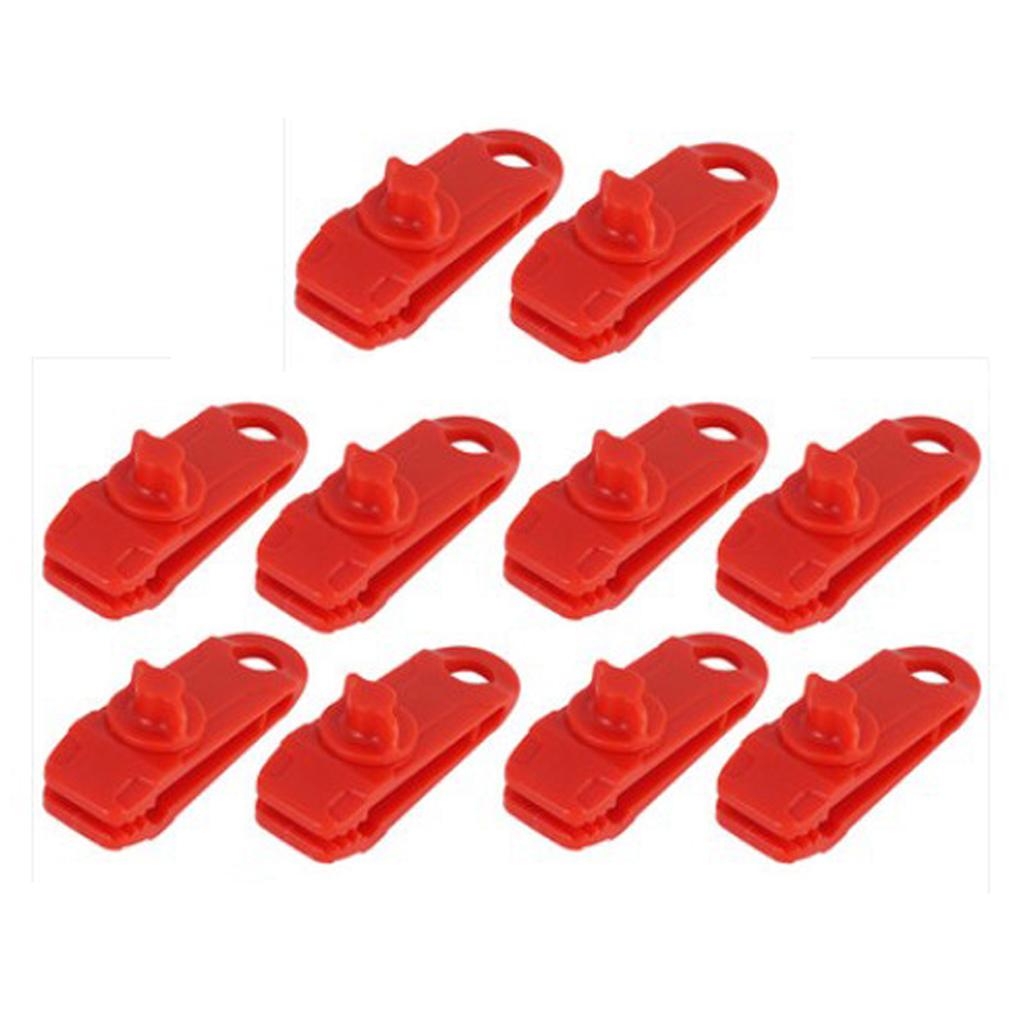 10pcs Heavy Duty Tarp Clips Clamps for Camping Canopies Tents Red