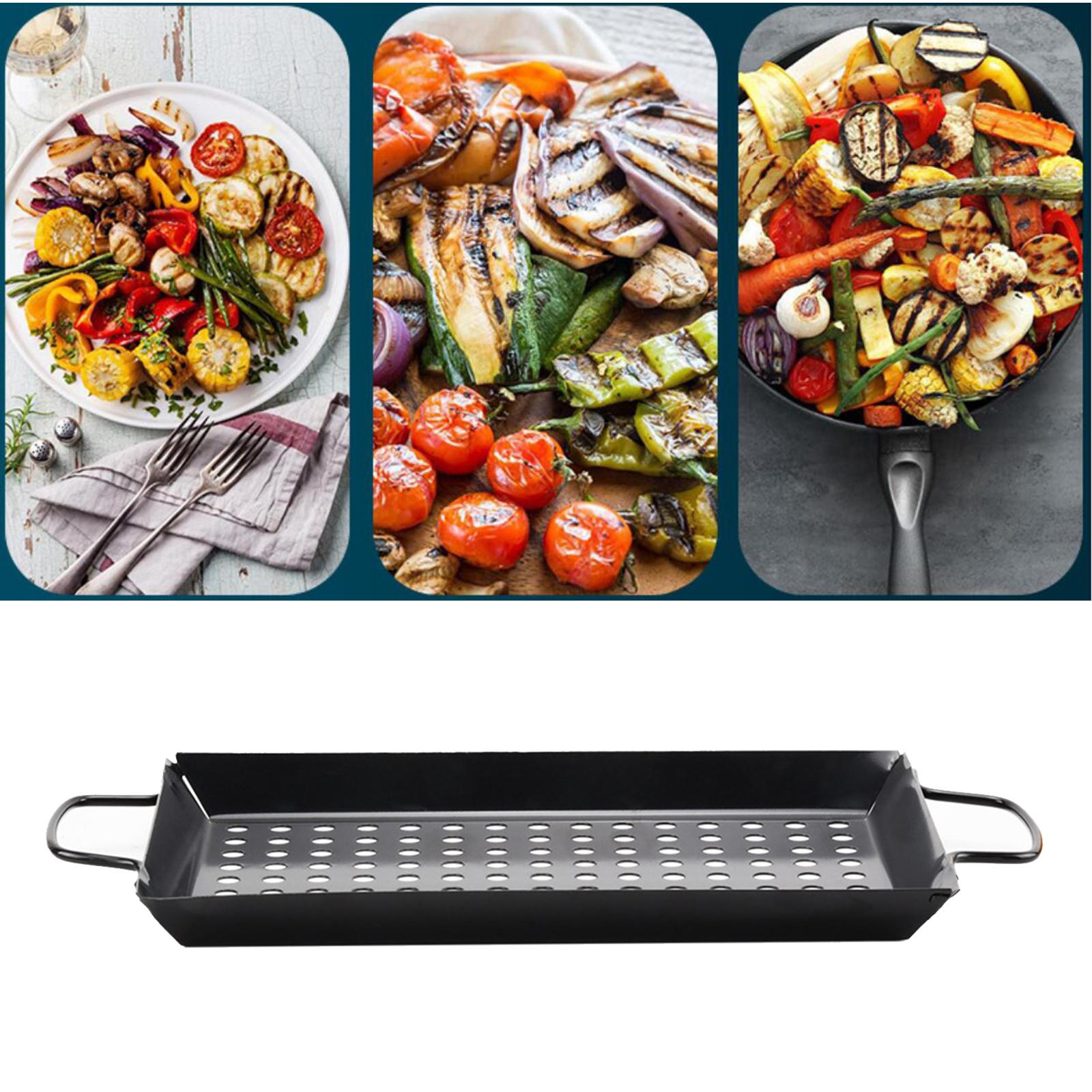 Non-Stick BBQ Barbecue Camping Grill Pans Meat Vegetables Fish Topper Tray