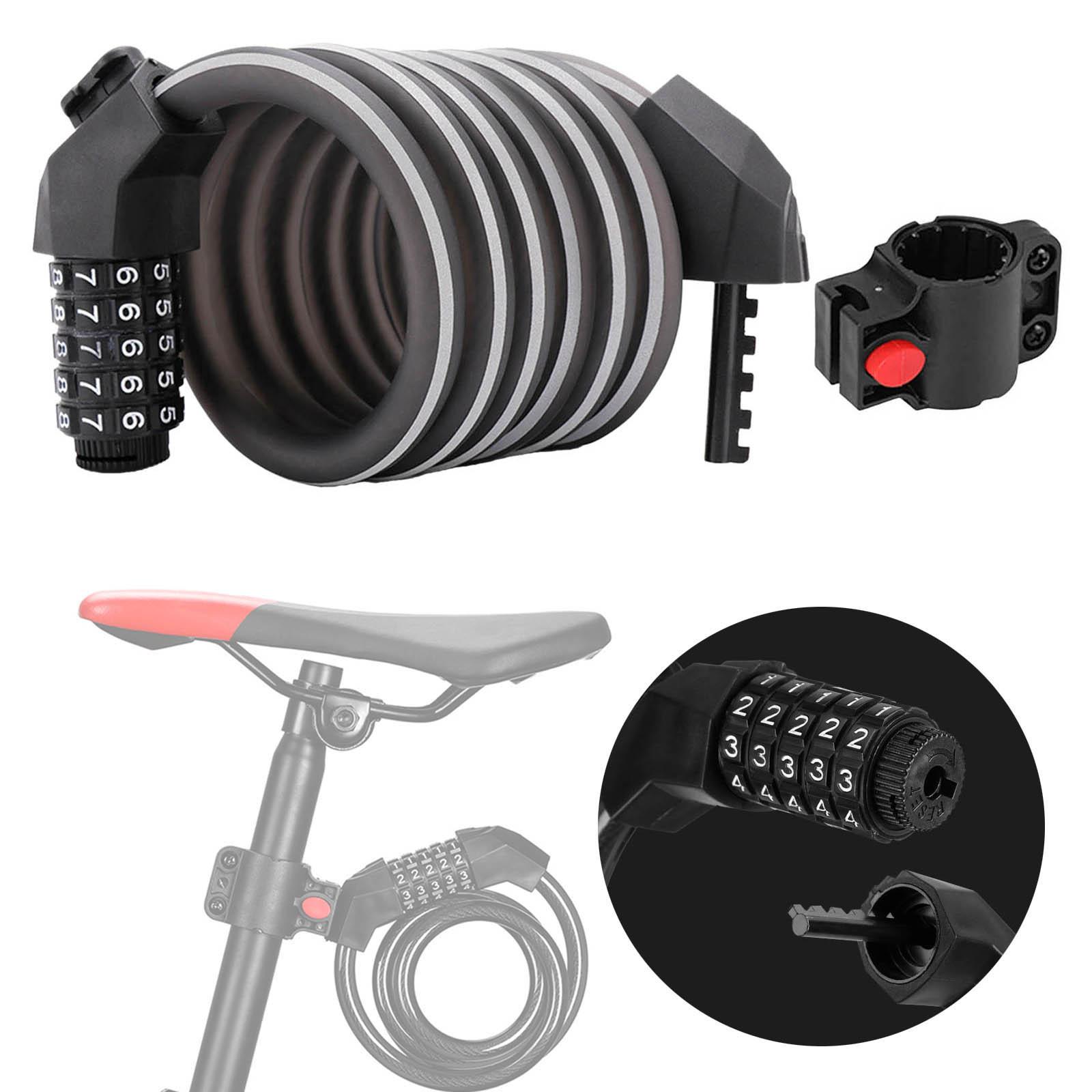 Combination Bike Cable Lock Reflective Strip Password Lock Resettable 1.8m