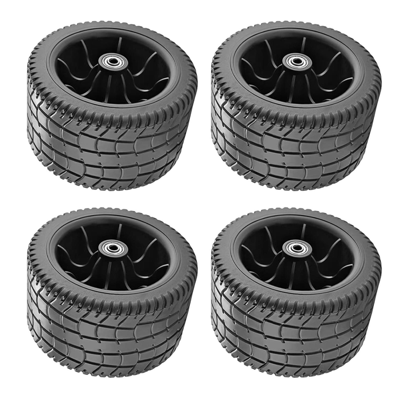 4x Camping Cart Wheels Multifunctional Heavy Duty Replacement EVA Foam Black