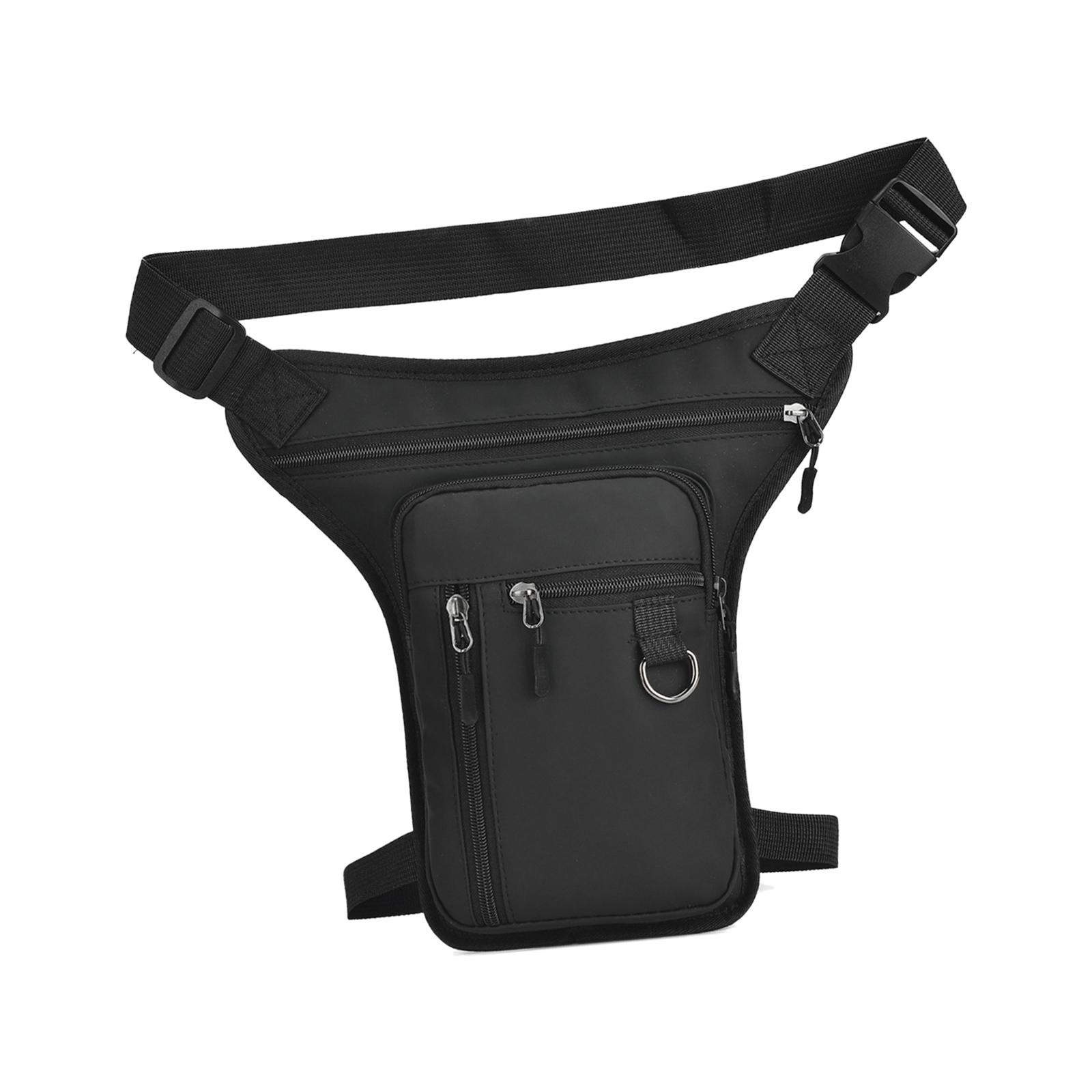 Motorcycle Drop Leg Bag for Men Women Lightweight Waterproof PU Material Black
