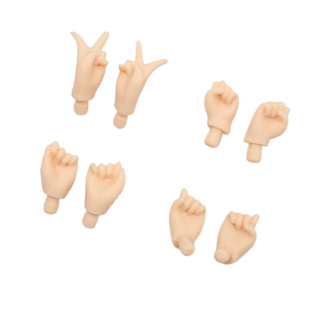 4 Pairs Movable Hands for Blythe Takara Doll Custom Body Parts Accessory Tan