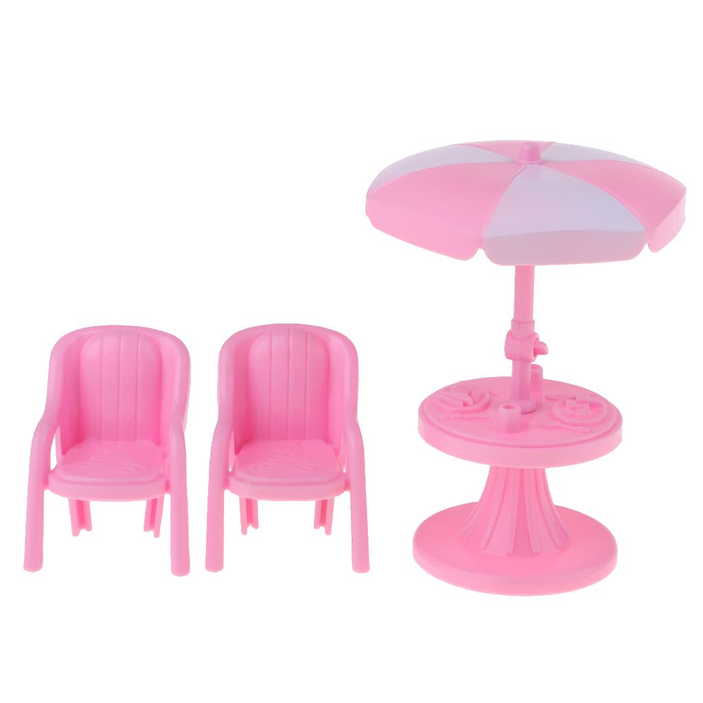 1/12 Dollhouse Miniature Beach Furniture Set & Garden Tea Table Chairs Accs
