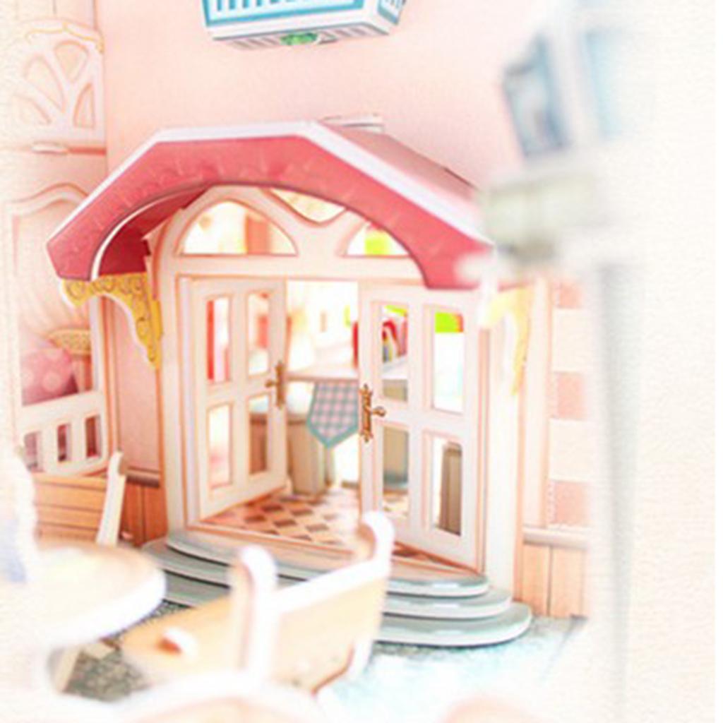 DIY Wooden Doll House Kit Miniature Villa Buildings with Furniture LED Light