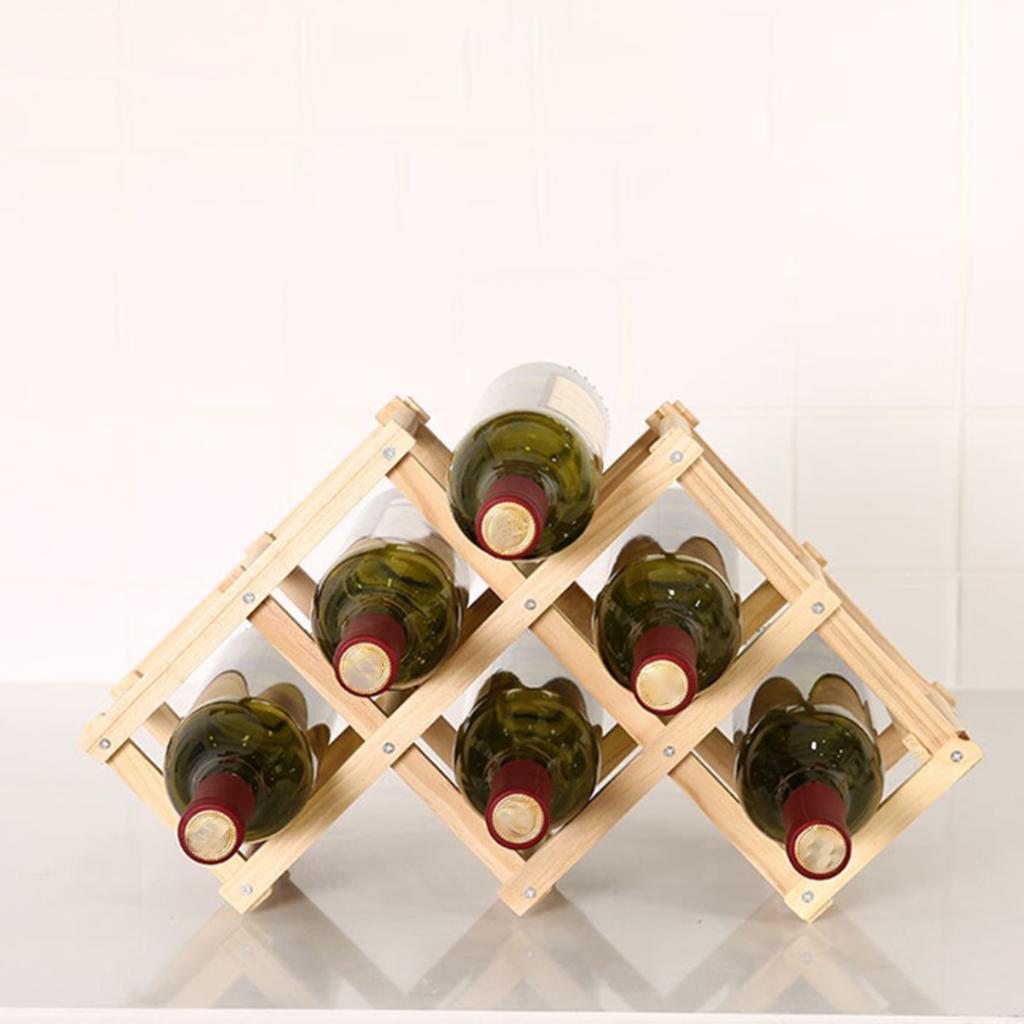 Wooden Red Wine Rack Bottle Holder Display Shelf Foldable Hold 6 Bottles