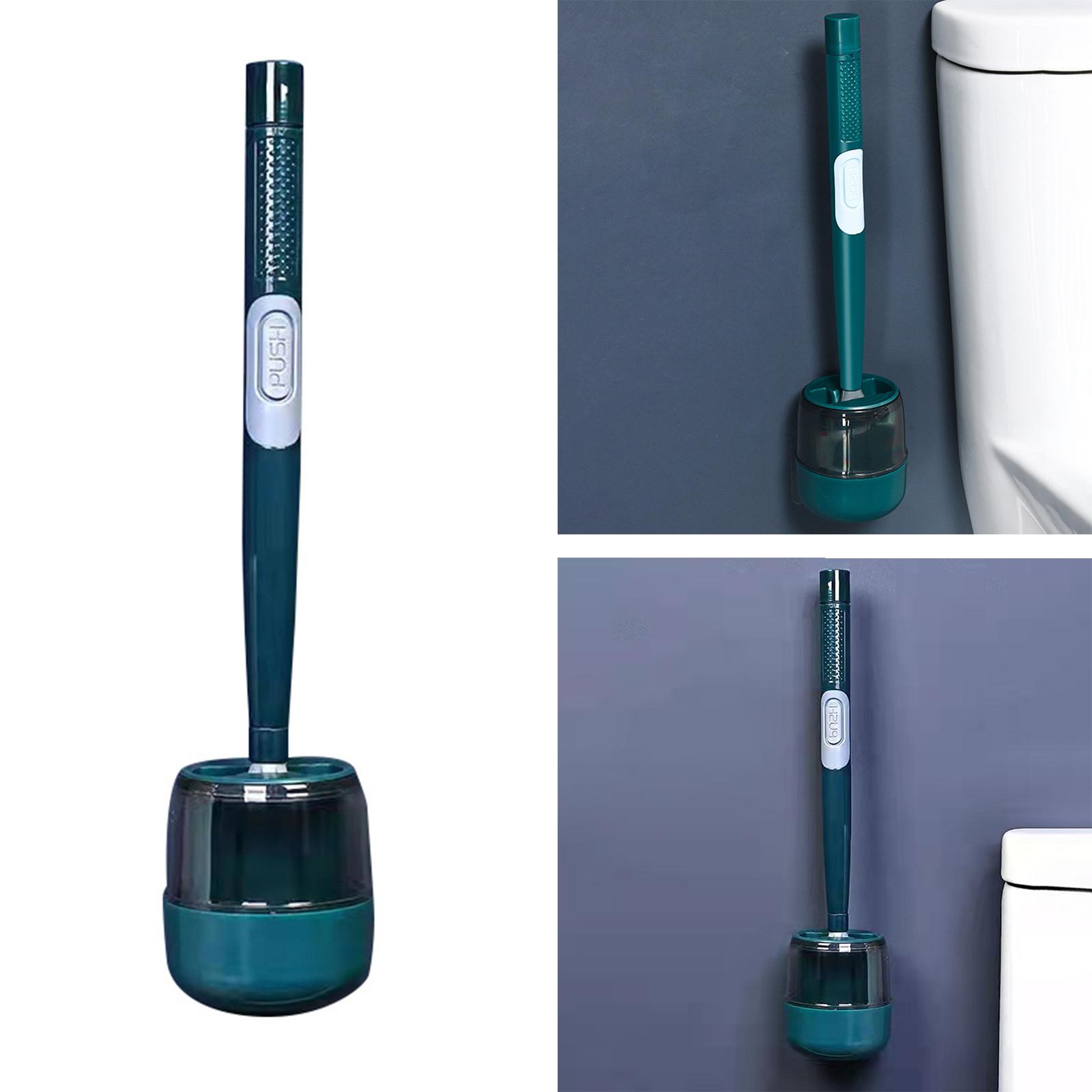 Toilet Brush and Holder Silicone Brush Head Punch Free for Bathroom