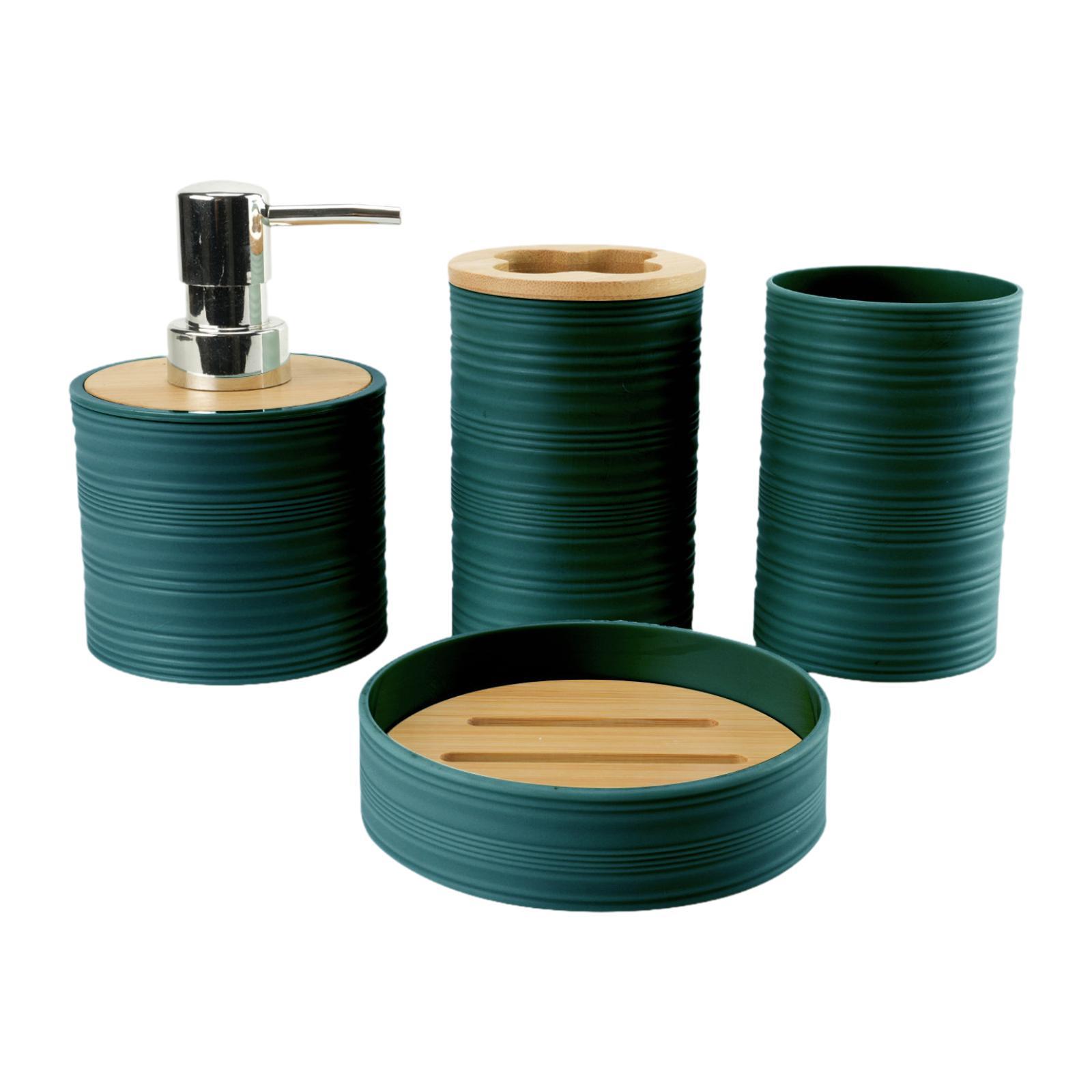 Bathroom Accessories Set Dark Green