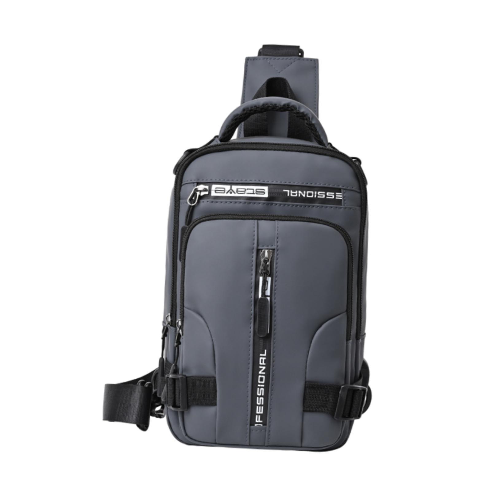Men Crossbody Bag Travel Adjustable Strap Pouch Waterproof Chest Bag Grey