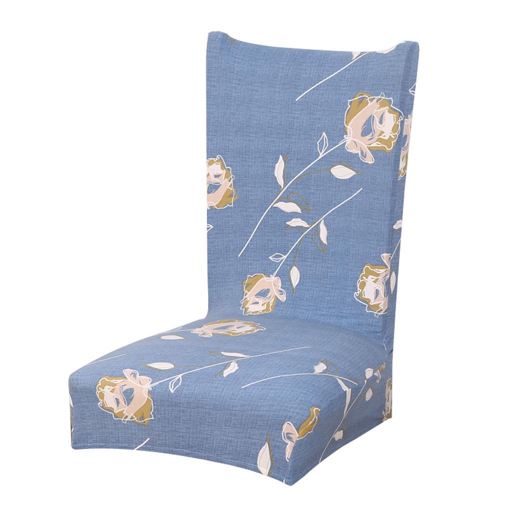 Floral Print Stretch Short Removable Dining Chair Cover Slipcovers 2