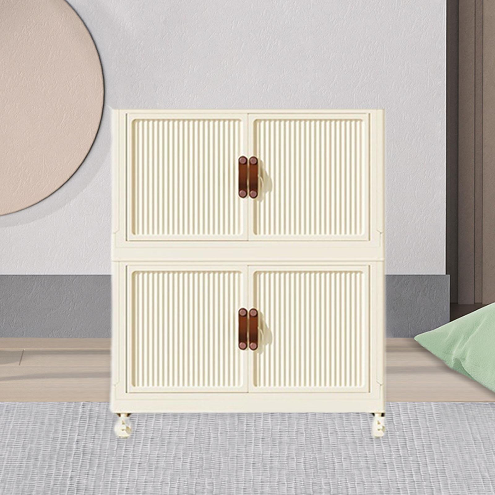 Foldable Storage Cabinet Closet Organizers for Bedroom Living Room Farmhouse M 2 Layers