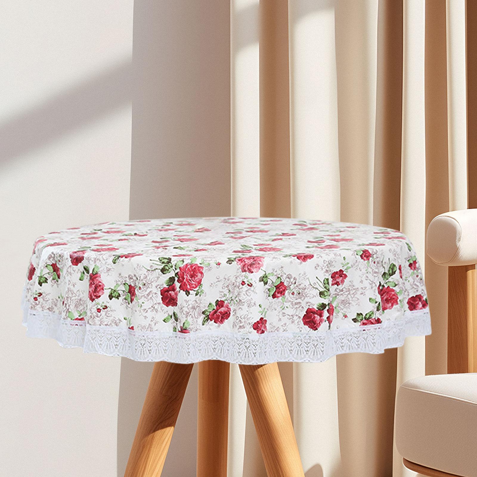 Round Tablecloth Washable Summer Flower Table Cloth for Banquets Events Home