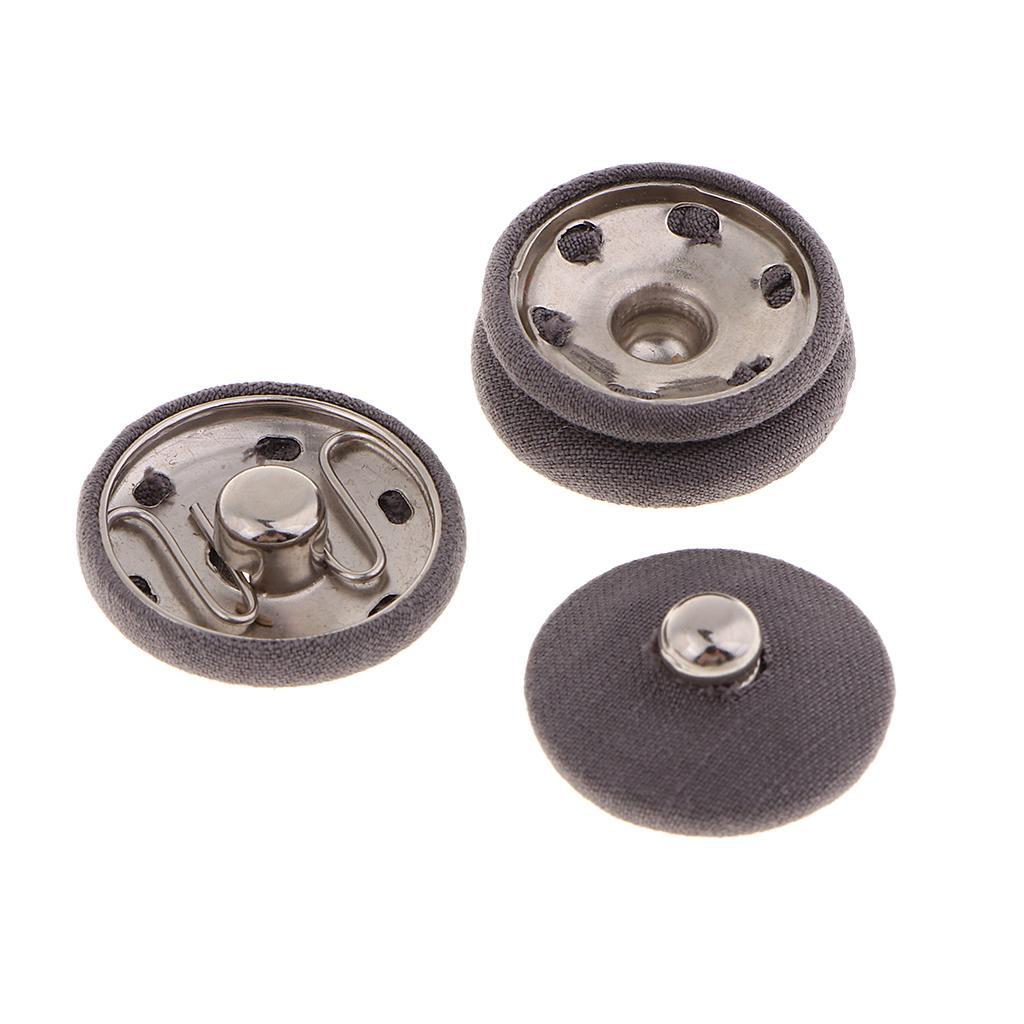 4Part Silver Snap Fasteners Heavy Duty Buttons 15mm Metal Press Studs Color Caps