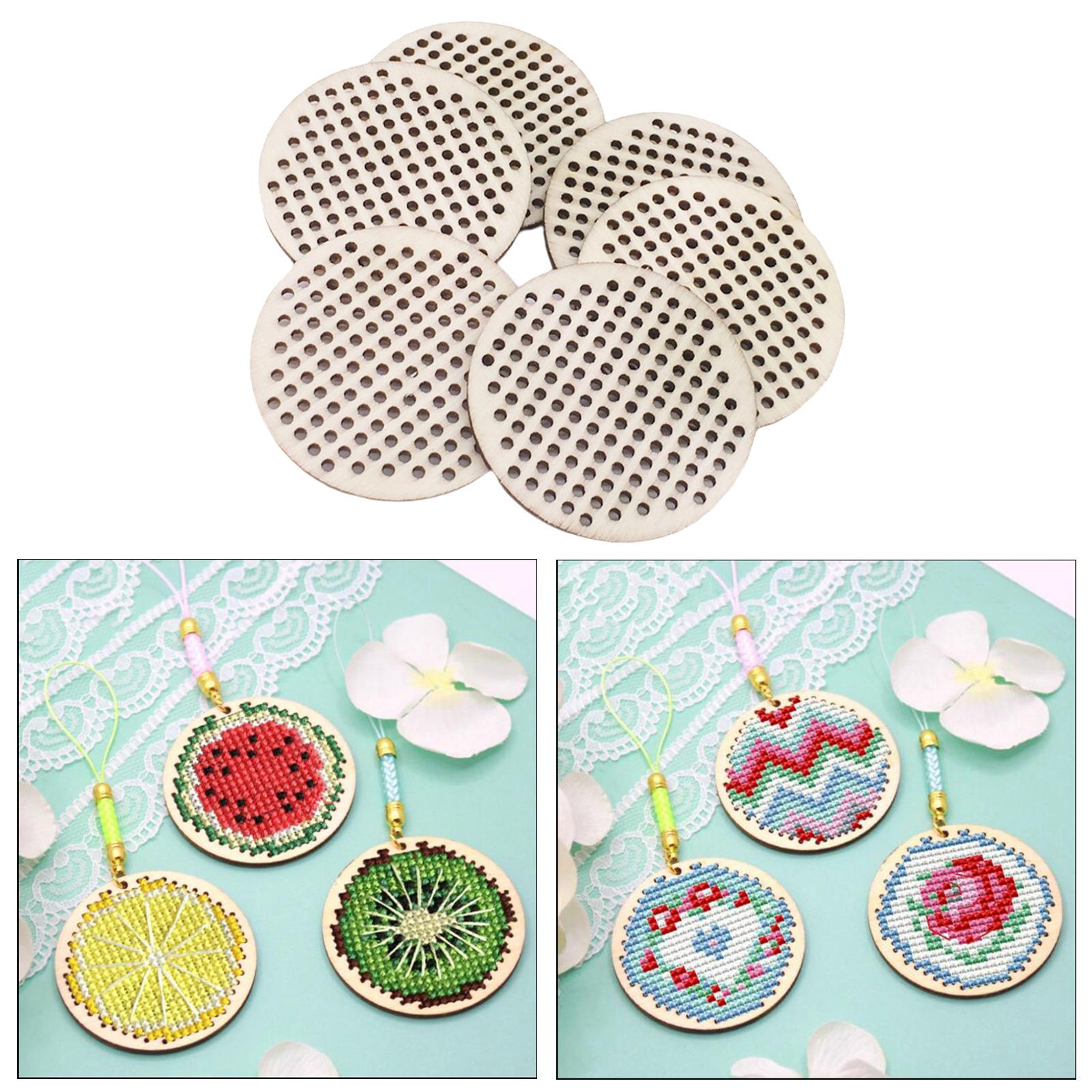 30x Cross Stitch Pendant Blank Wooden for Counted Embroidery 5CM Oval