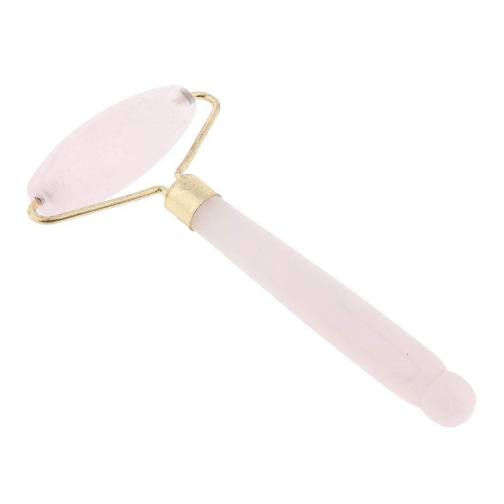Natural Jade Facial Roller Wheel Massager Relax Beauty Massage Tool Pink