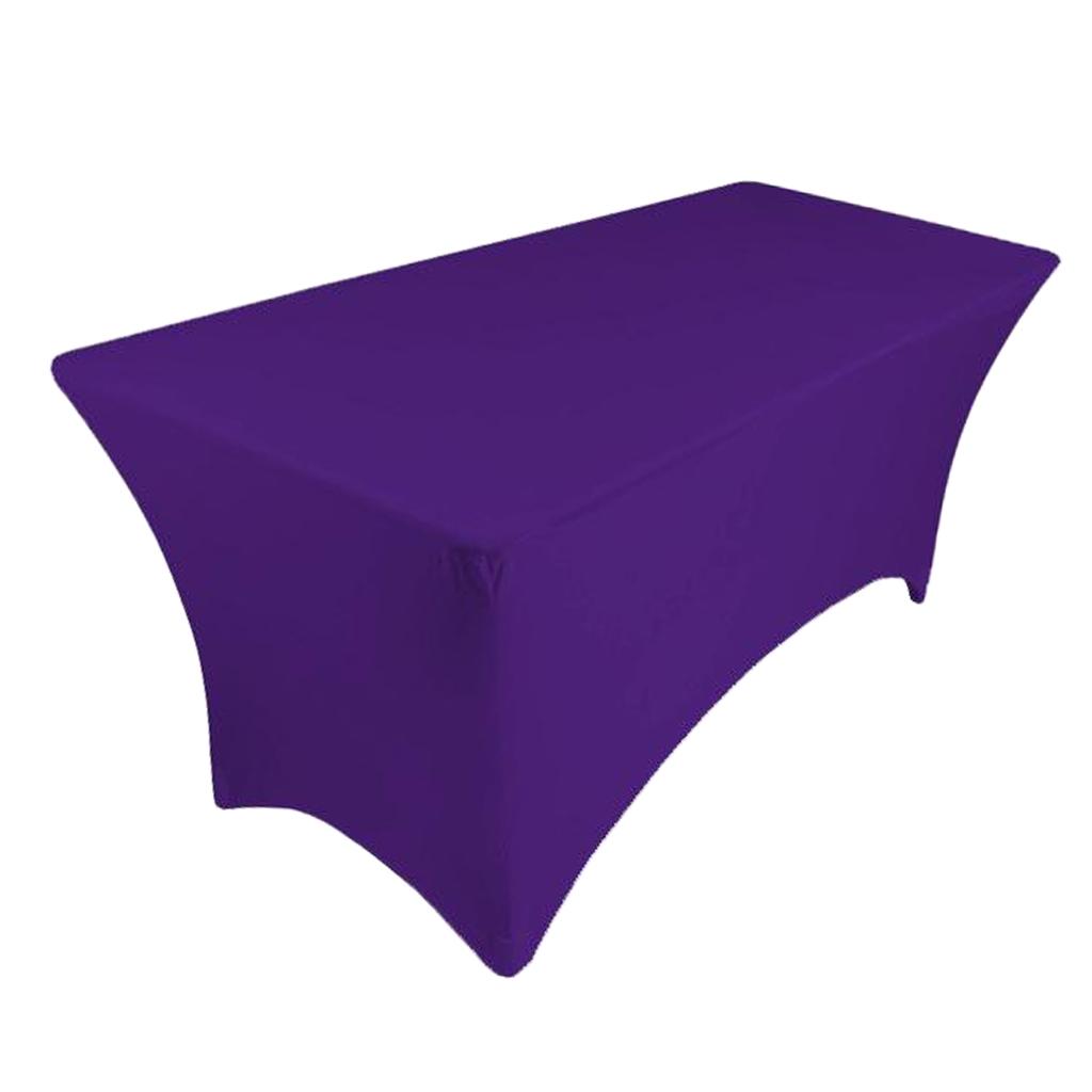 Fitted Polyester Tablecloth Rectangular Stretch Table Cover Purple