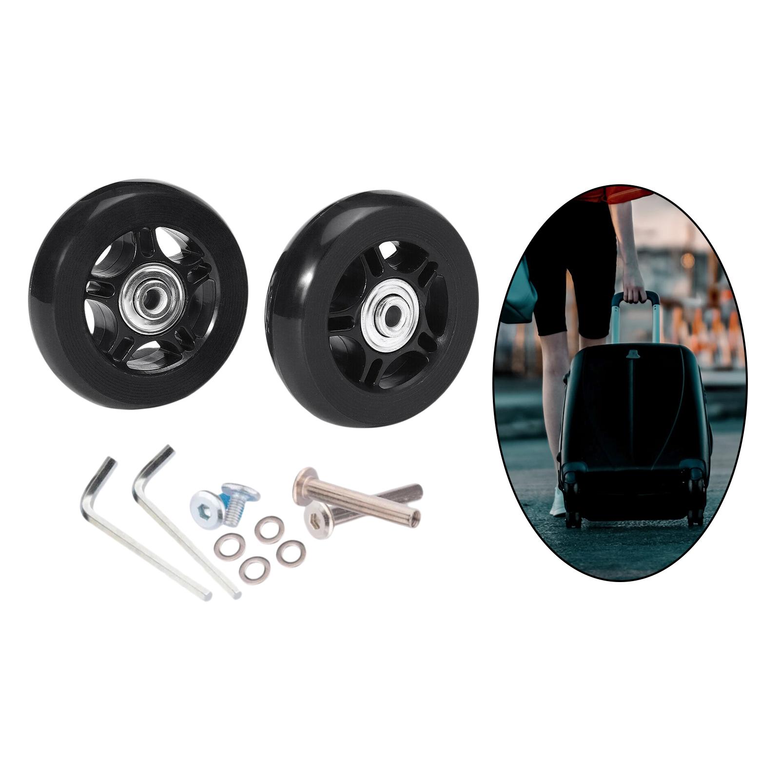 2x Luggage Suitcase Wheels Flexible Wear Resistant Swivel Caster Black 84mmx24mm