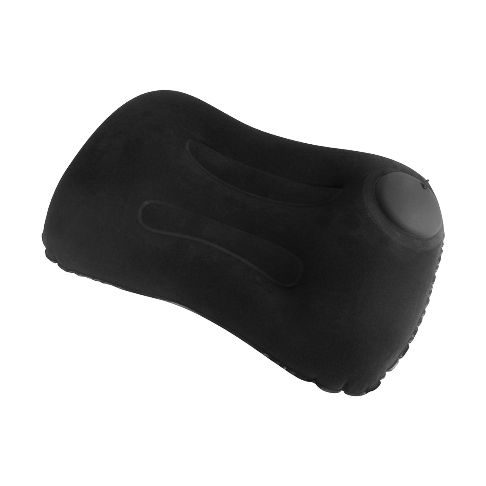 Travel Pillow Ergonomic Comfortable Foldable for Carry on Backpacking Office black Rectangular