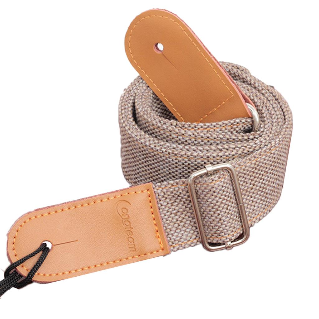 Adjustble Feature Cotton And Linen Diagonal Across Ukulele Straps Gray