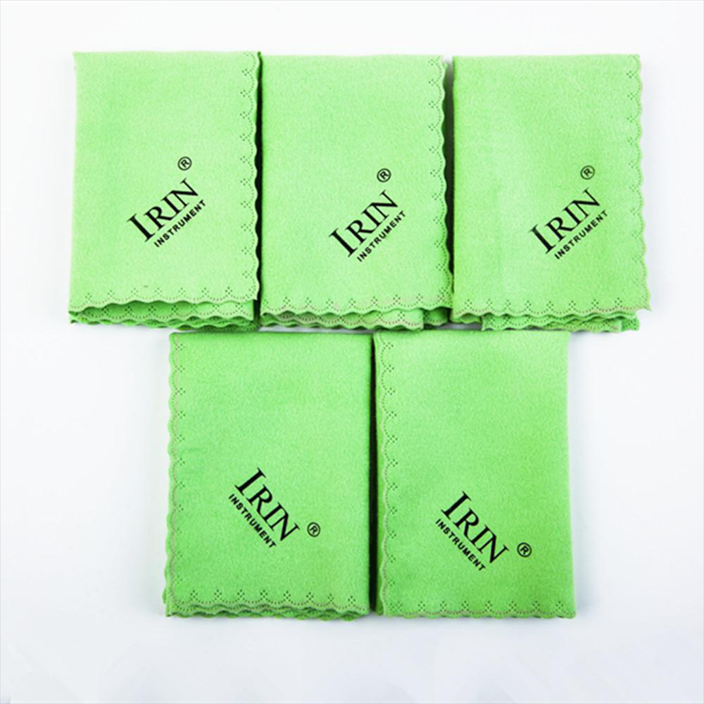 5Pcs Music Instrument Cleaning Cleaner Cloths Bass Sax Polishing Green