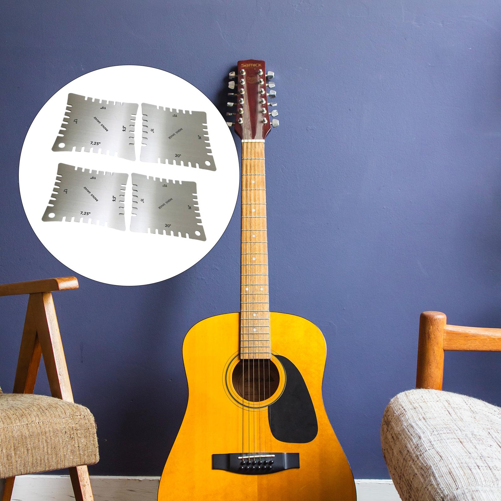 4x Guitar Notched Range Gauges Fretboard Measuring Kit Luthier Tools Set