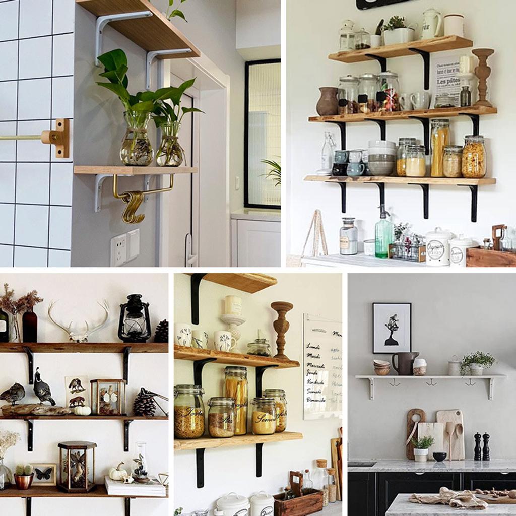 3xHeavy Duty Shelf Bracket Wall Hanging Shelve L Shaped Brackets White 10Inch