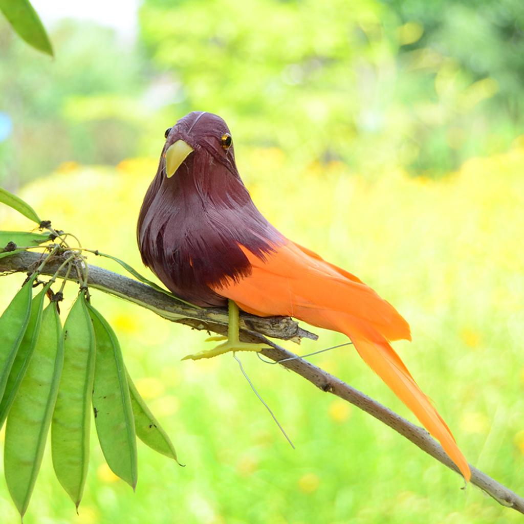 Lifelike Perched Woodland Birds Artificial Feathered Bird Crafts Decor #5