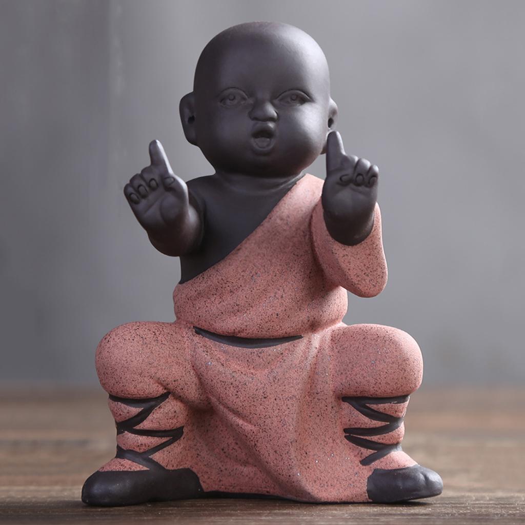 Kungfu Monk Figurine Novelty Character Crafts Statue Sculpture Orange
