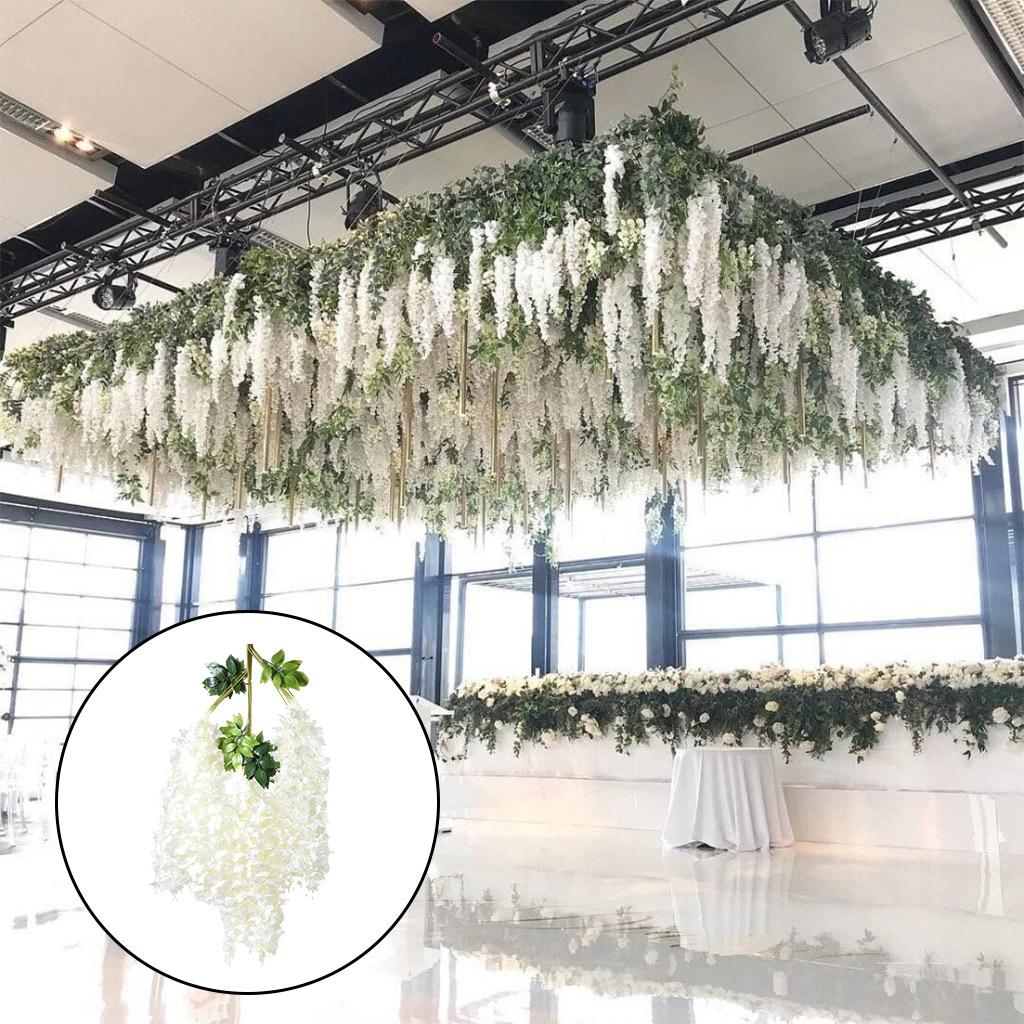 Artificial Wisteria Flowers Vine Silk Flower for Wedding White