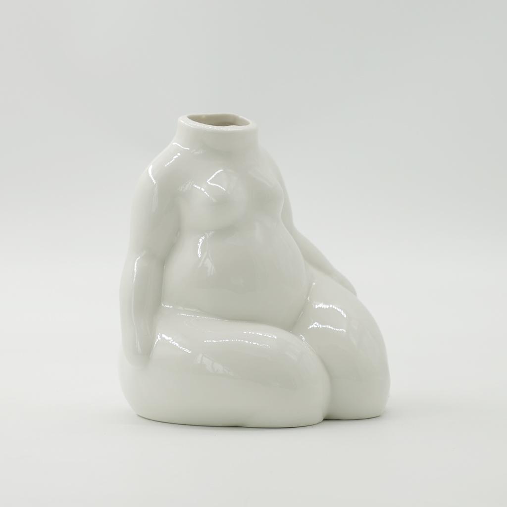 Ceramic Female Body Vase Cute Plant Pots Minimalist Accent Decor Furnishings Style 2 L