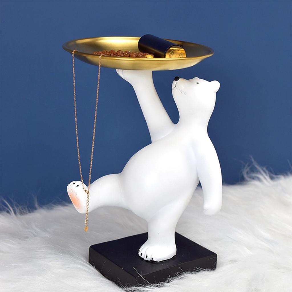 Resin White Bear Statue Figurine Sculpture Trinkets Key Holder Polar Bear