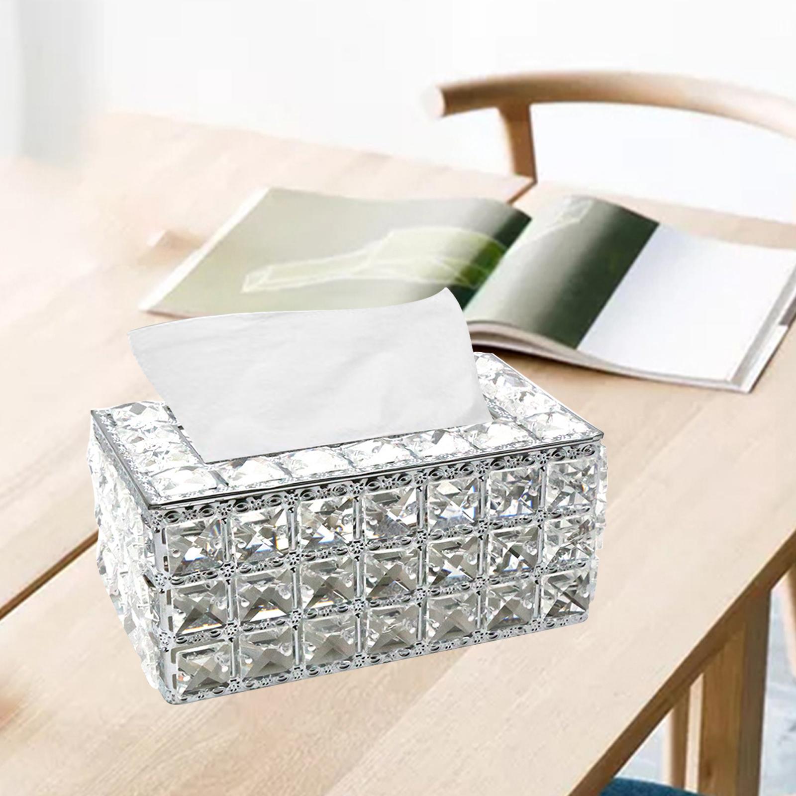 Crystal Tissue Box Paper Storage Home Table Hotel Case Holder Silver