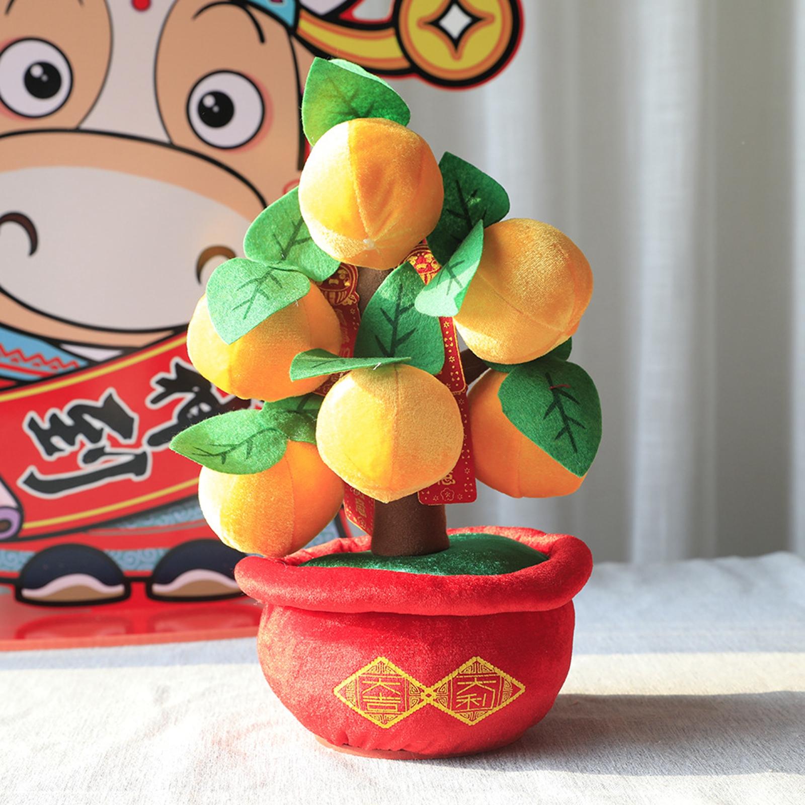 Felt Cloth Simulation Bonsai Ornament for New Year Holiday Orange M