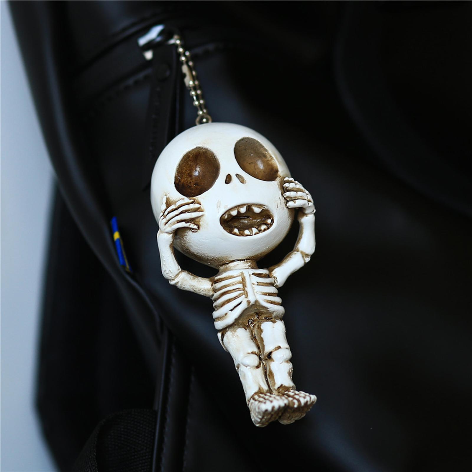 Creative Resin Skeleton Skull Statue Pendant Figurine Novelty Bag Ornament