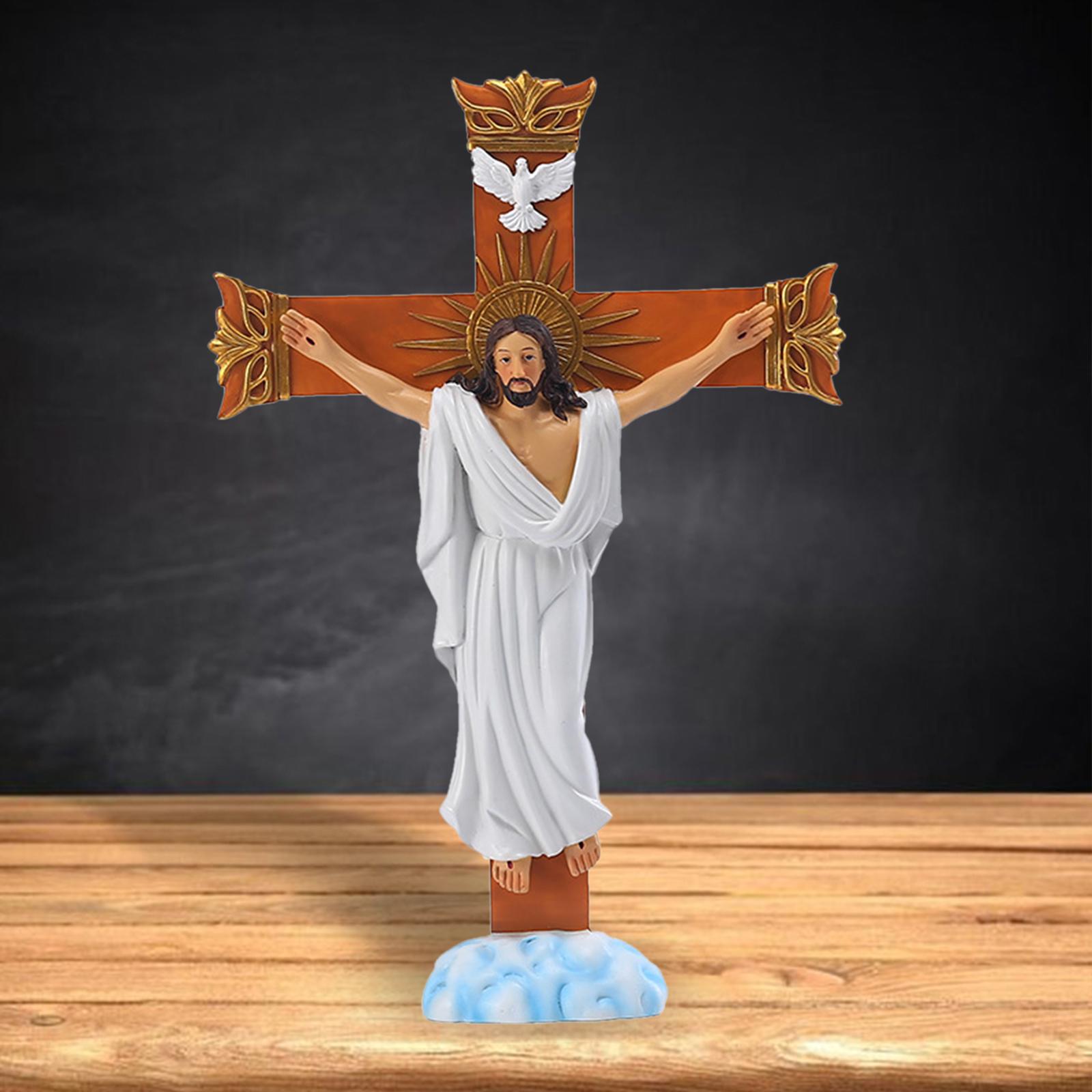 Crucifix Statues Resin Catholic Jesus Figurine Home Decor Collectibles