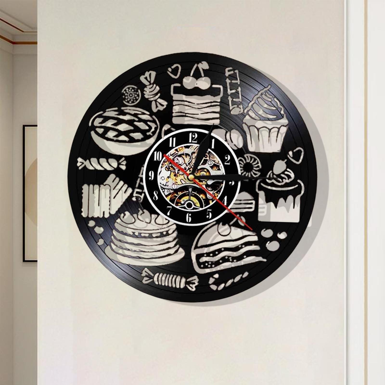 Creative Silent Vinyl Record Wall Clock for Living Room Indoor Decor  Cake