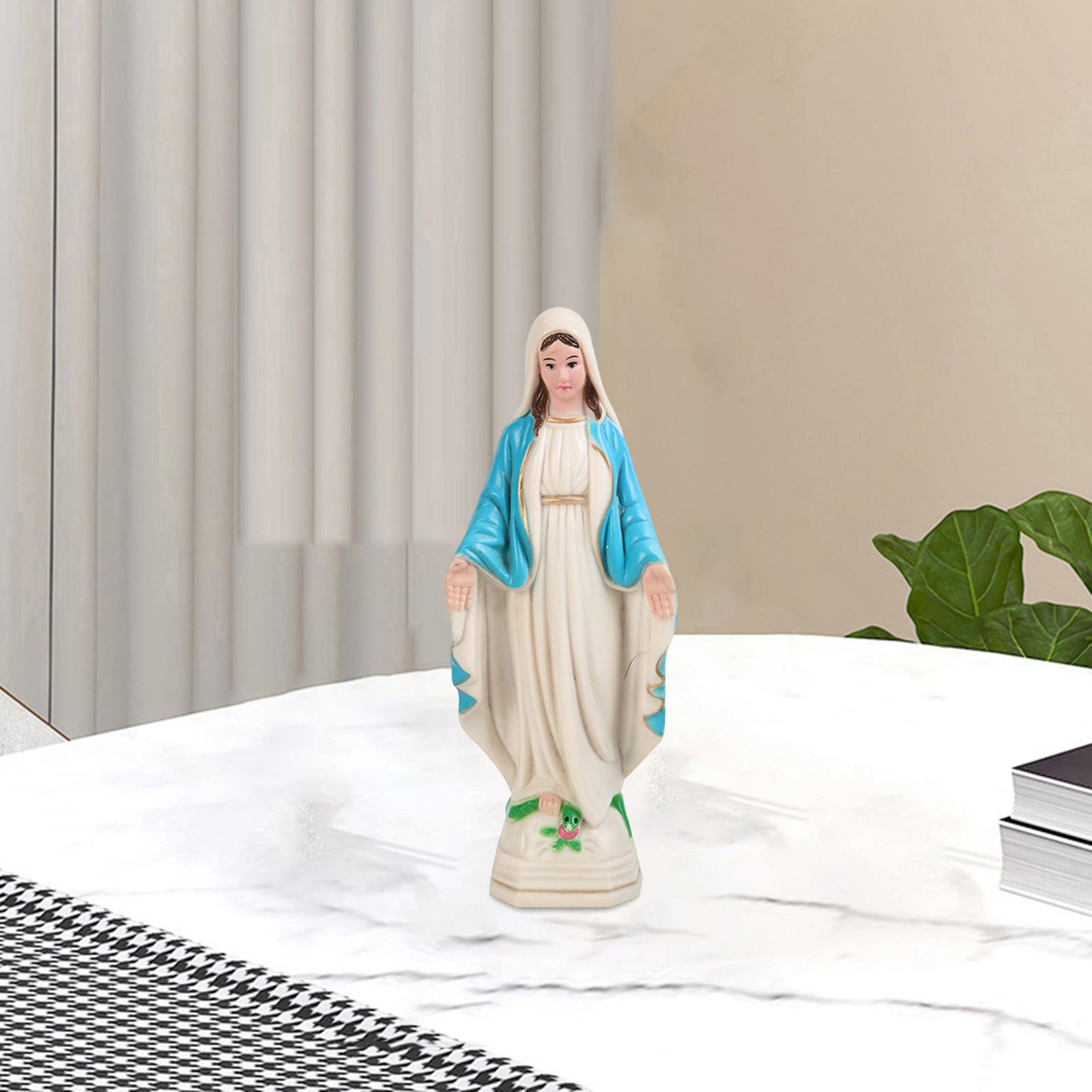 Blessed Virgin Mary Figurine Character Sculpture Statue Decoration 10cm Blue Coat