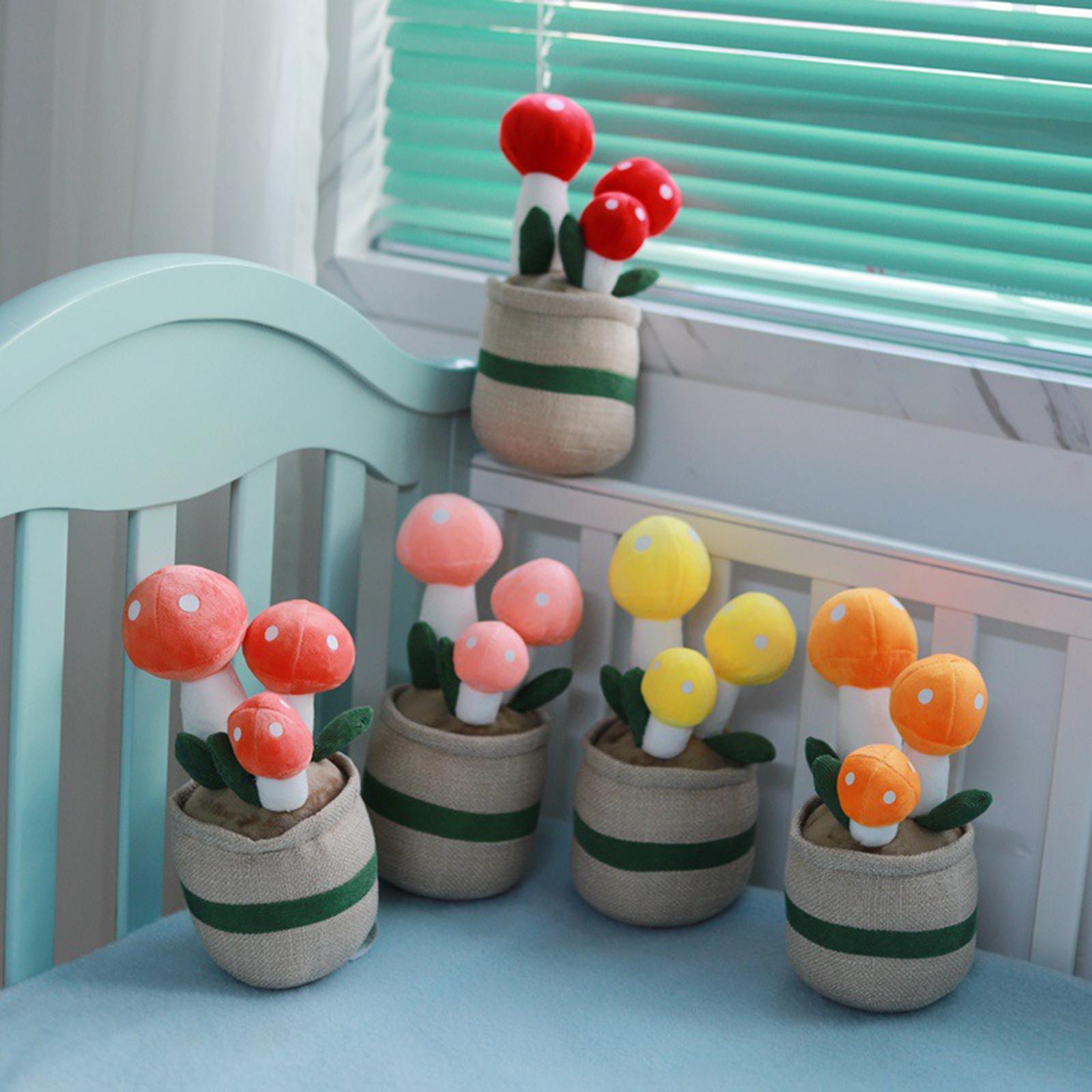 Cute Mushroom Plush Toys Lifelike Cartoon for Dining Room Nursery Girls Boys Red