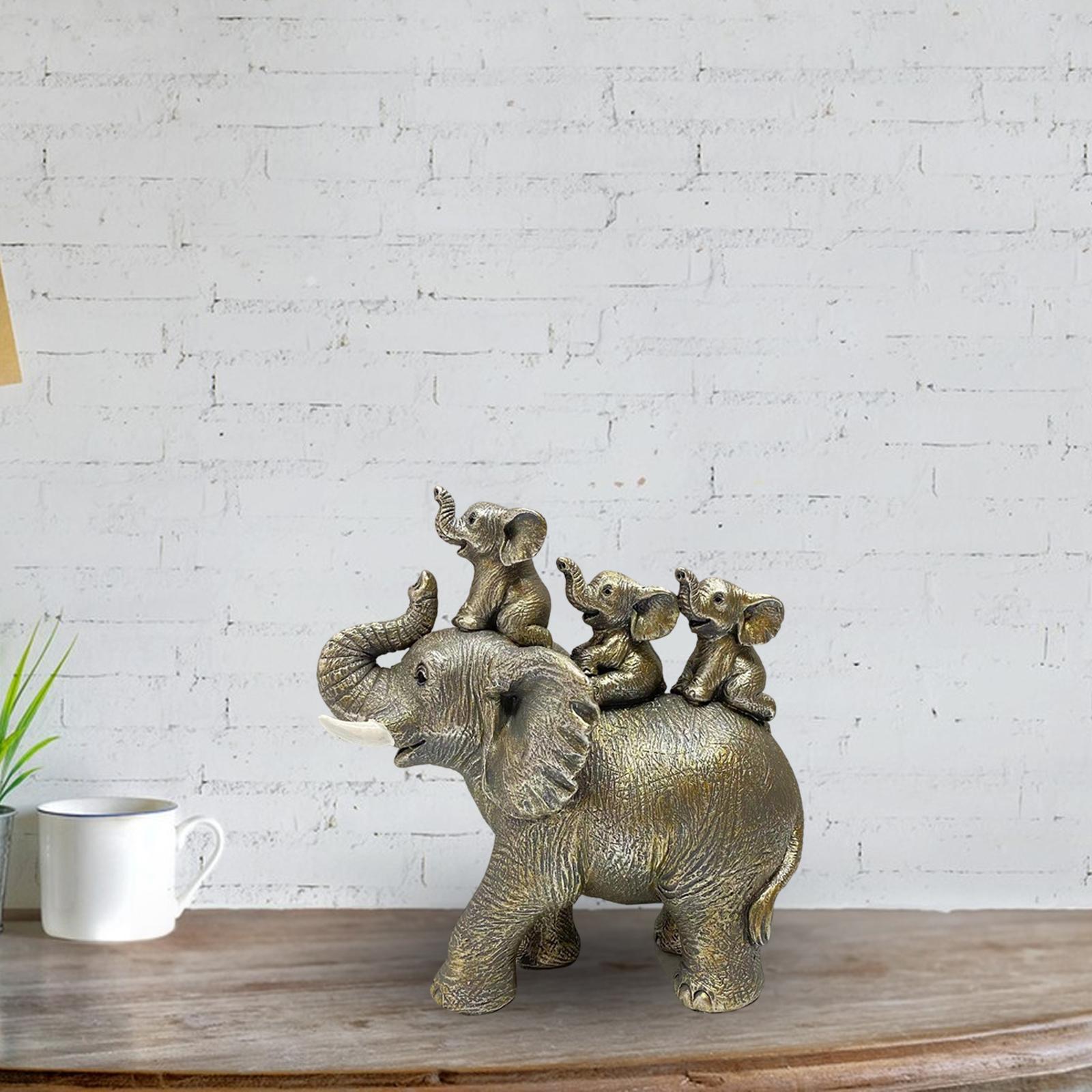 Creative Elephant Statue Tabletop Resin for Festivals Dining Room Holidays Silver