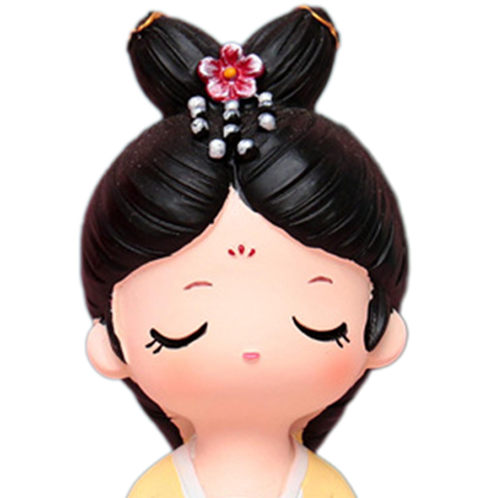 Ancient Chinese Girl Dolls Collectible Figurines Handicraft Girls Gift With Fan