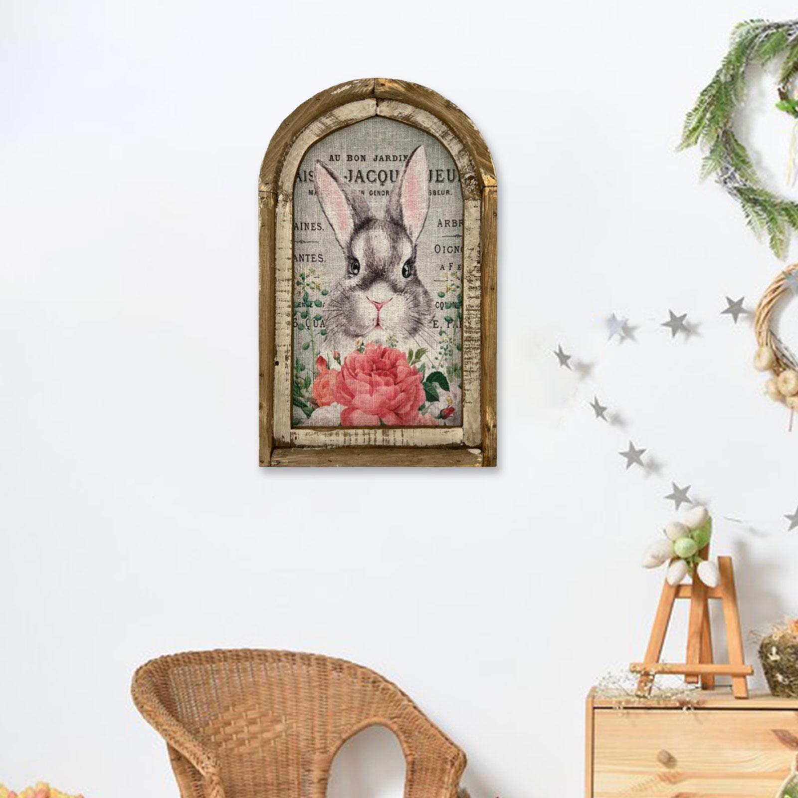 Easter Rabbit Wall Art Farmhouse Distressed Easter Pediments for Kitchen Style D