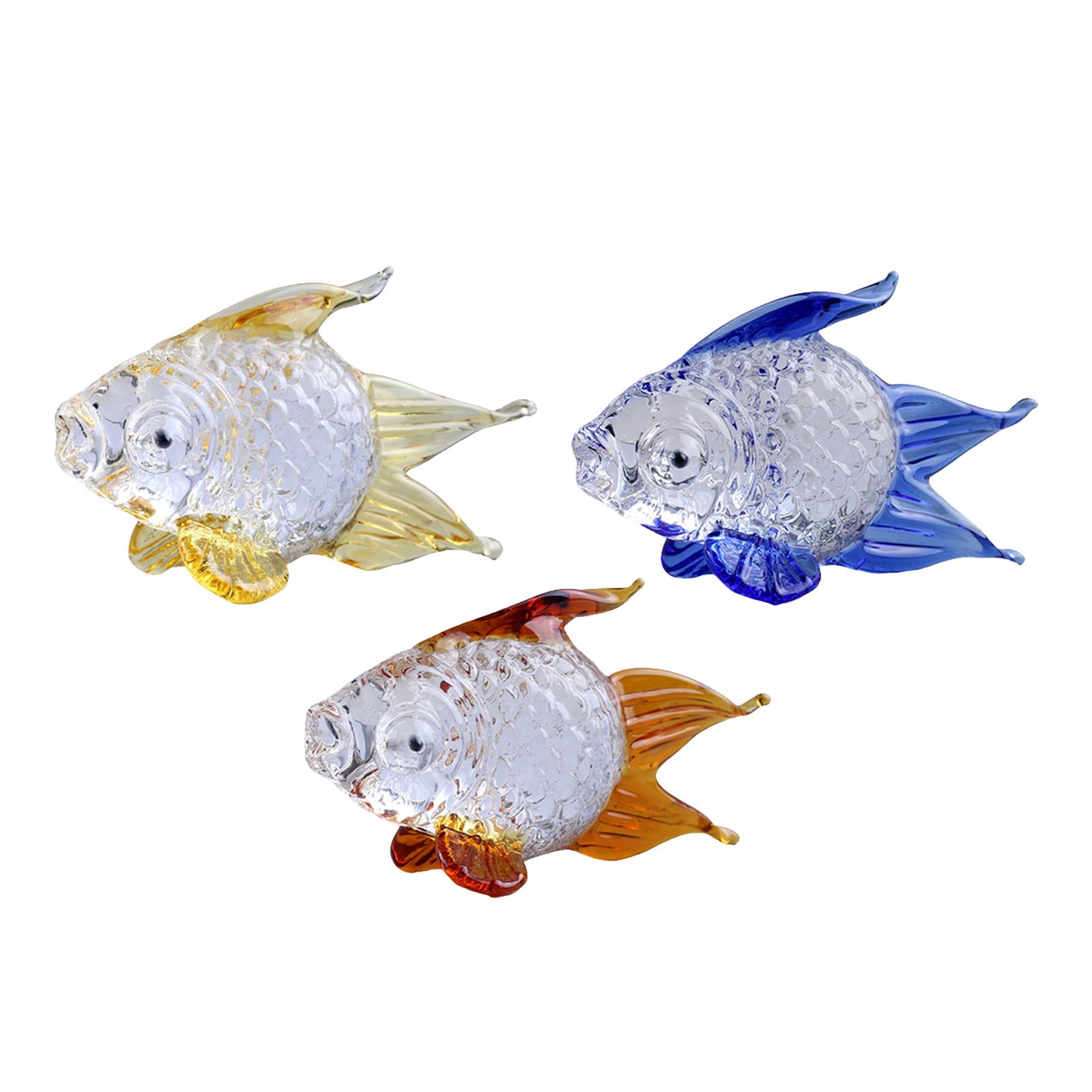 Hand Blown Glass Goldfish Figurine Handmade Cute Collectible Ornaments Aureate