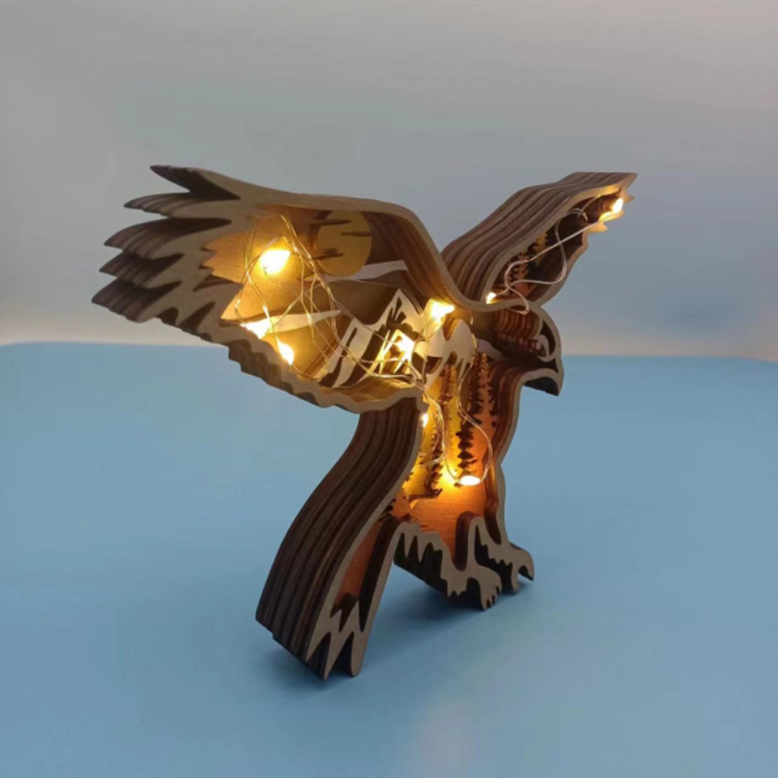 Nightlight Layered Wooden Animal Eagle Ornaments for Office Christmas Party