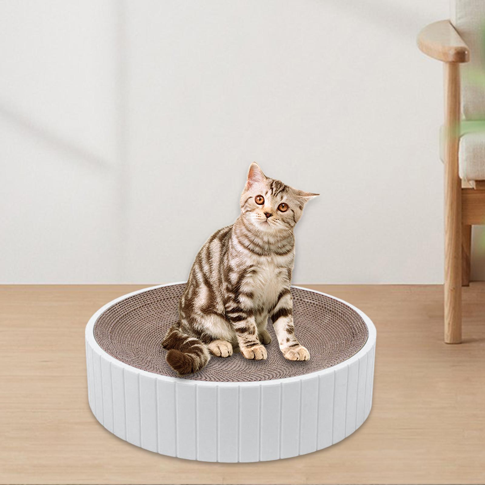 Round Cat Scratcher Cardboard Durable Nest Furniture Protection for Kitten White