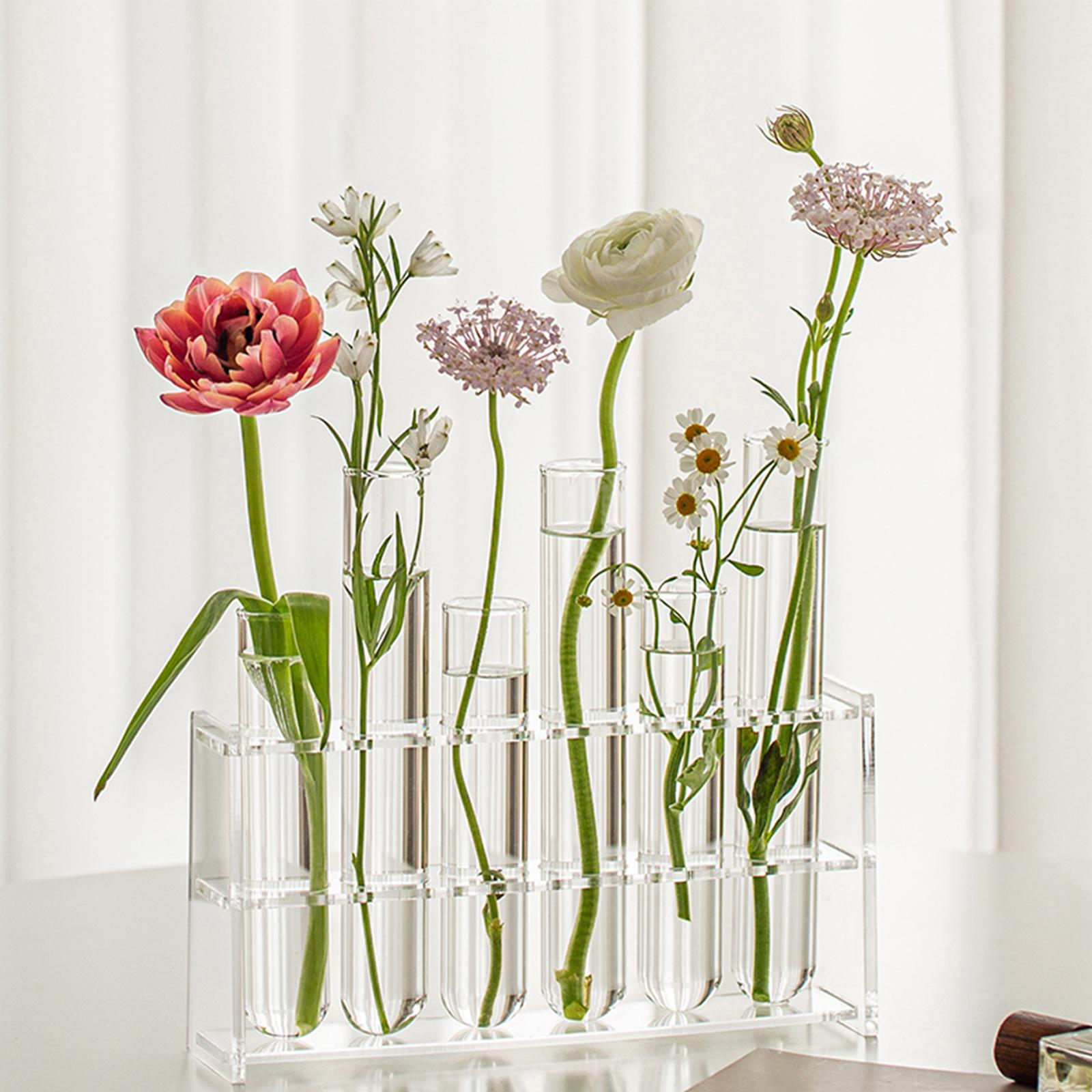 Test Tube Flower Vases Plant Propagation Station Tube for Party Drawing Room 6 Combination 