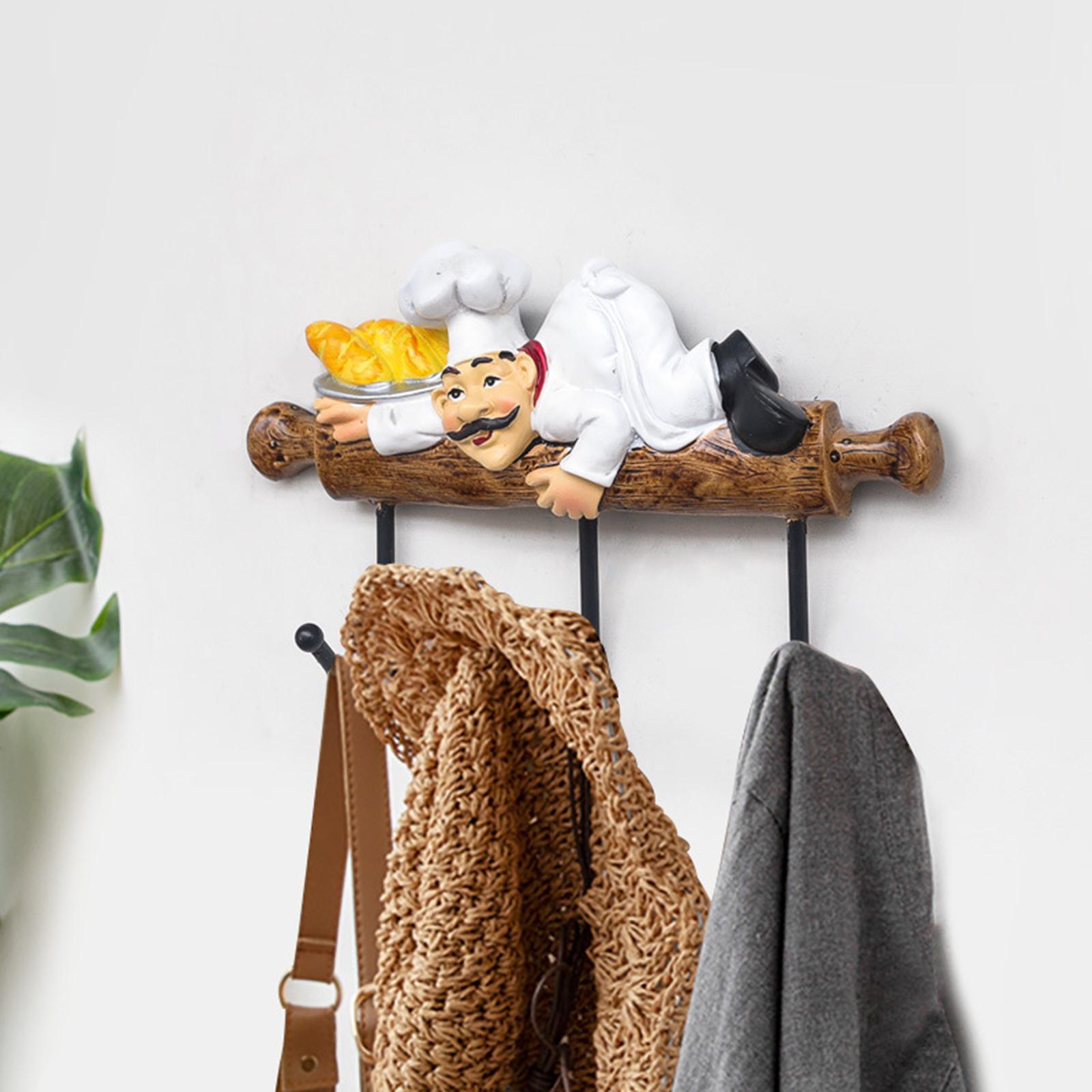 Chef Wall Hook Cabinet Decor Kitchen Hooks coat Rack for Towel Keys Bag