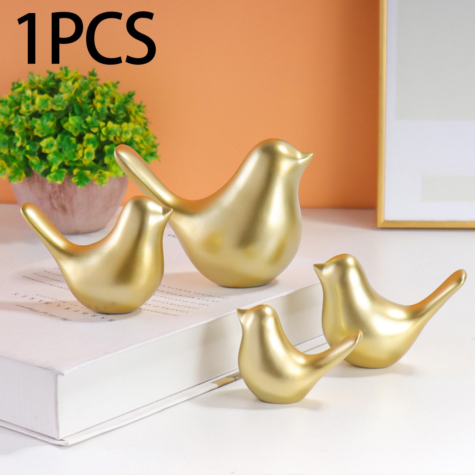 Golden Birds Figurine Nordic Style Bird Sculpture for Wedding Bedroom Office S