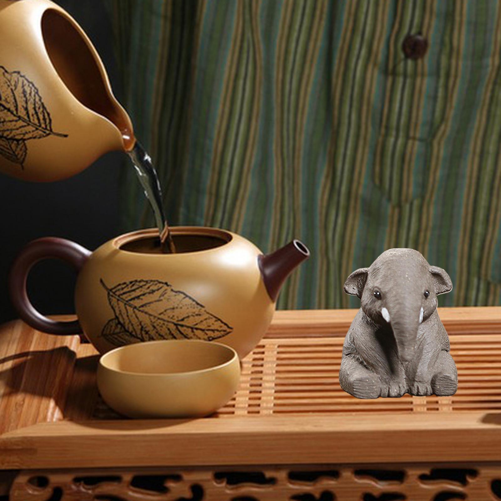 Animal Figurine Miniature Home Decor Tea Ceremony Handmade Tea Pet Sculpture Elephant Figurine